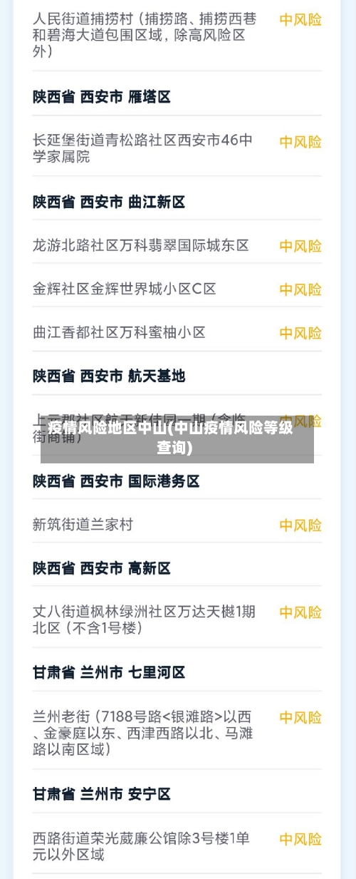 疫情风险地区中山(中山疫情风险等级查询)